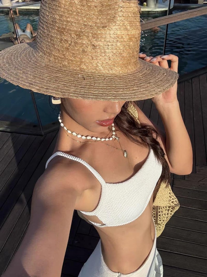 Sanyaa Seashell Starfish Necklace for Women Conch Shell Summer Pearl Beach 14k Gold Layered Dainty Choker - Image 3